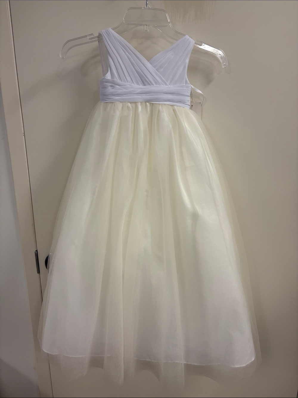 Bill Levkoff White and Ivory Flower Girl Gown